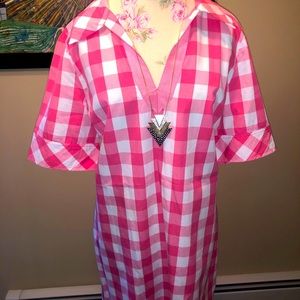 Vineyard Vines Checkered Cotton Shift Dress